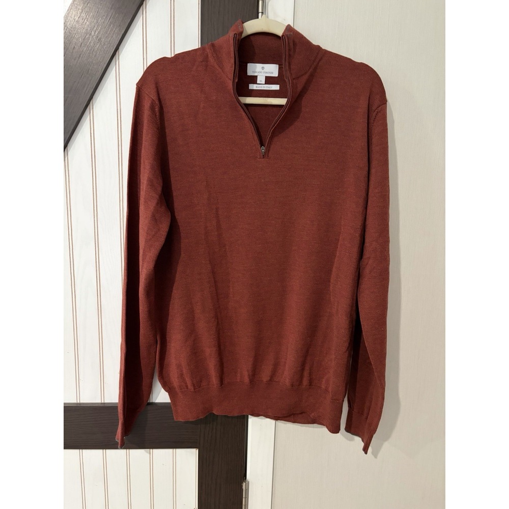 Toscano Firenze Merino Wool 1/4 Zip Marion Jacket Brown XL Italy